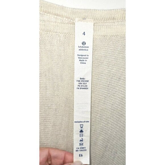 Lululemon Athletica HiLo Knit Top Sz 4 Oversized Cream Ribbed Long Sleeves RARE - Picture 5 of 8
